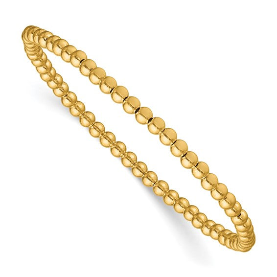 14/20 Gold Filled 3mm Beaded Stretch Bracelet – Polished Gold Ball Bracelet | 6.5 Inch Slip-On Bracelet