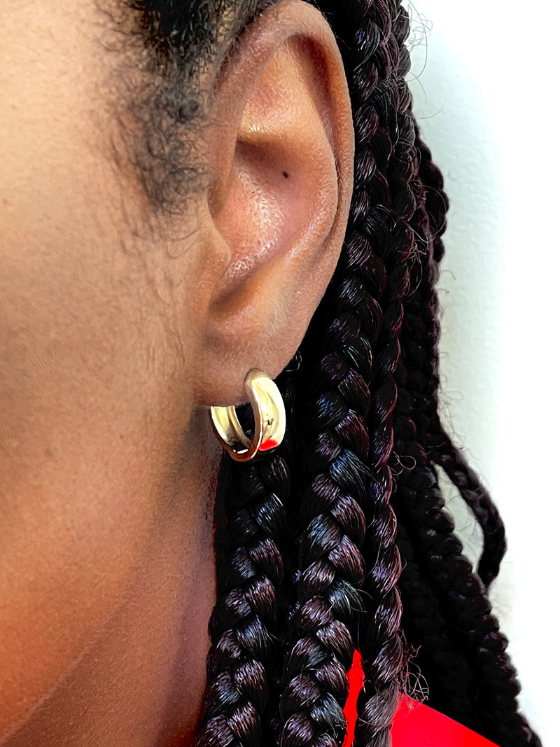 14k Gold Hinged Huggie Hoop Earrings - 5mm Thick