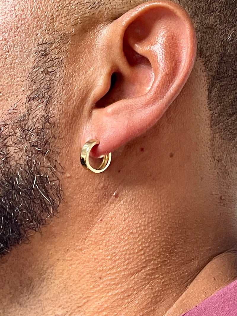 14k Gold Hinged Huggie Hoop Earrings - 5mm Thick