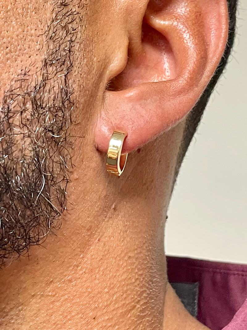 14k Gold Hinged Huggie Hoop Earrings - 5mm Thick