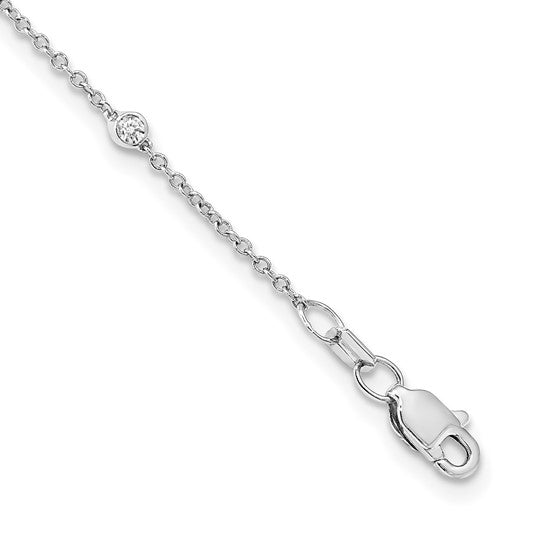 14K White Gold Lab Grown Diamond Station Necklace – 1/2 CTW, 18 Round VS+ F+ Diamonds, 18-Inch Cable Chain