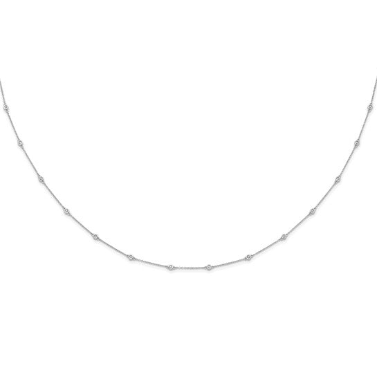 14K White Gold Lab Grown Diamond Station Necklace – 1/2 CTW, 18 Round VS+ F+ Diamonds, 18-Inch Cable Chain