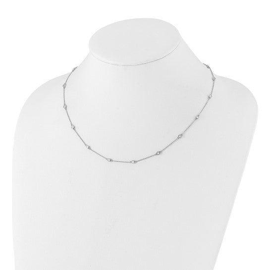 14K White Gold Lab Grown Diamond Station Necklace – 1/2 CTW, 18 Round VS+ F+ Diamonds, 18-Inch Cable Chain