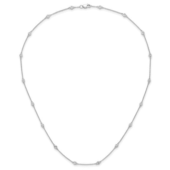 14K White Gold Lab Grown Diamond Station Necklace – 1/2 CTW, 18 Round VS+ F+ Diamonds, 18-Inch Cable Chain