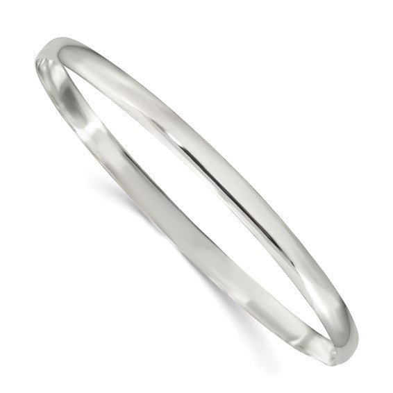 Sterling Silver 4mm Solid Polished Slip-On Bangle Bracelet, Classic Plain Silver Bangle