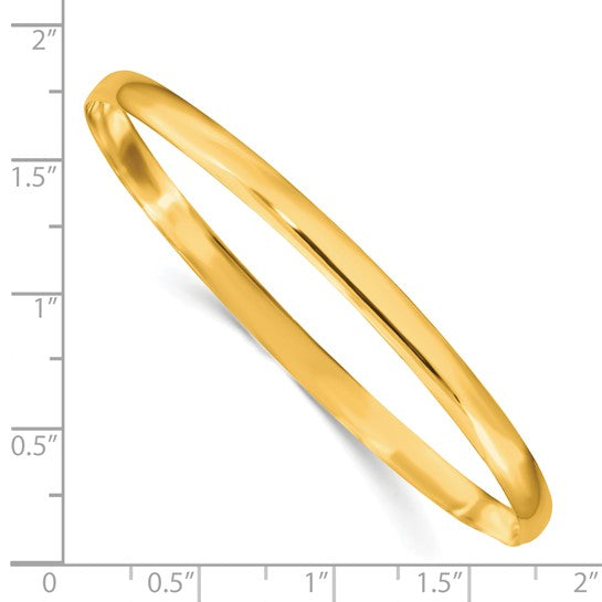 Sterling Silver Gold-Tone 4mm Solid Polished Slip-On Bangle Bracelet, Classic Plain Gold Bangle