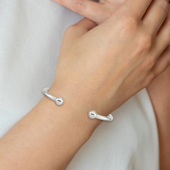 Men's Sterling Silver Cuff Bangle Bracelet – 4mm Rounded Open Cuff