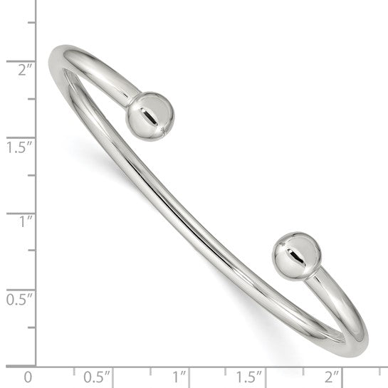 Men's Sterling Silver Cuff Bangle Bracelet – 4mm Rounded Open Cuff