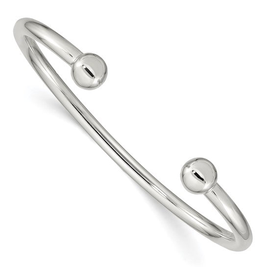 Men's Sterling Silver Cuff Bangle Bracelet – 4mm Rounded Open Cuff