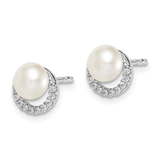 Sterling Silver Freshwater Cultured Pearl Stud Earrings – 8mm Round FWC Pearl Post Earrings