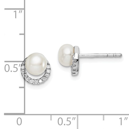 Sterling Silver Freshwater Cultured Pearl Stud Earrings – 8mm Round FWC Pearl Post Earrings