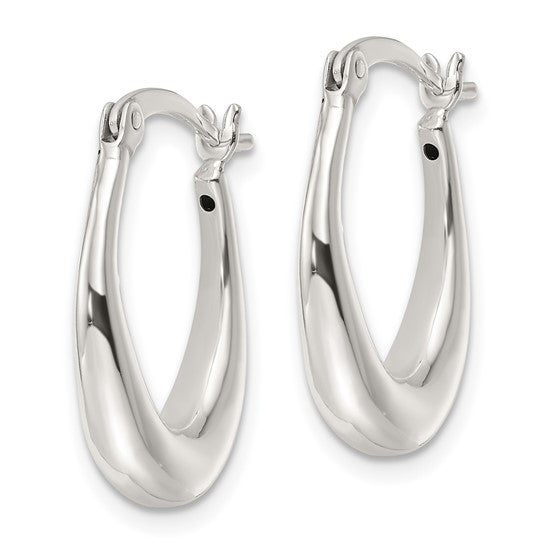 Sterling Silver Polished Oval Hoop Earrings (20.5mm x 15.5mm)