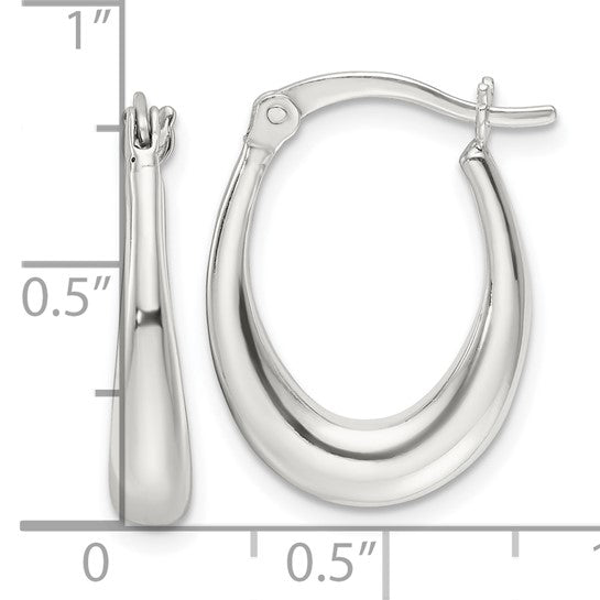 Sterling Silver Polished Oval Hoop Earrings (20.5mm x 15.5mm)