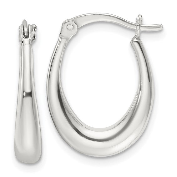 Sterling Silver Polished Oval Hoop Earrings (20.5mm x 15.5mm)