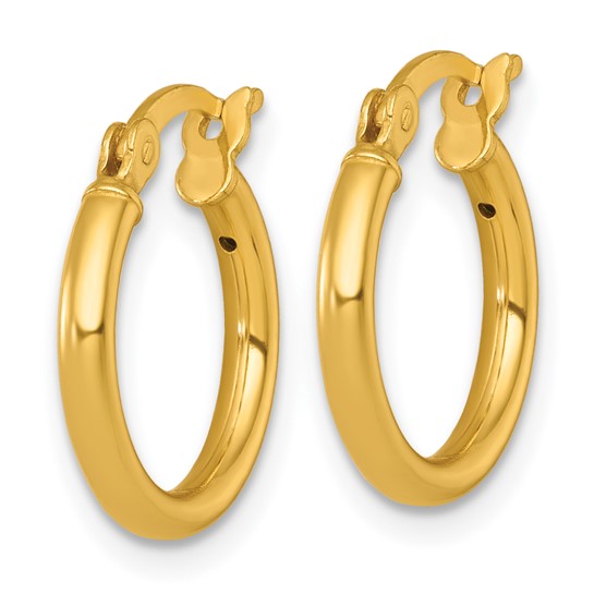 Sterling Silver Gold-Tone Polished 2.00mm Round Tube Hoop Earrings (16mm or 26mm)