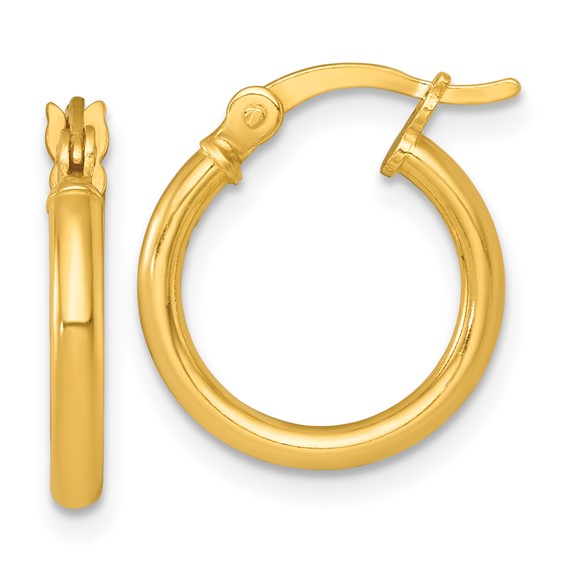 Sterling Silver Gold-Tone Polished 2.00mm Round Tube Hoop Earrings (16mm or 26mm)