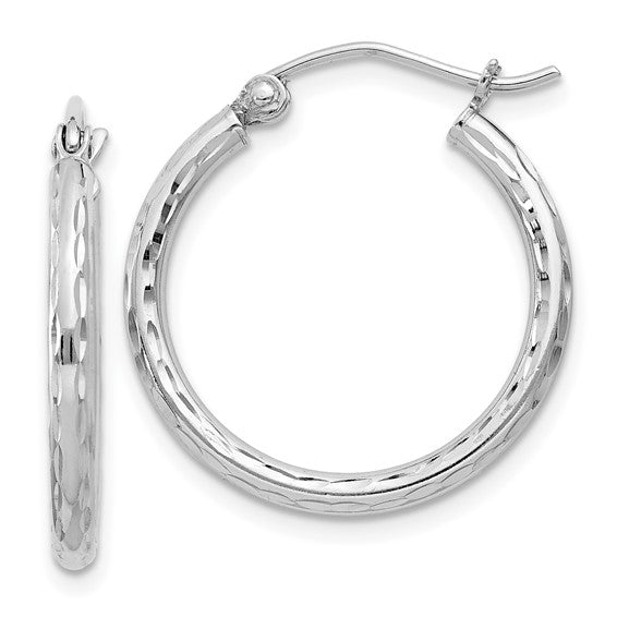 Sterling Silver Diamond Cut 2mm Thick Hoop Earrings