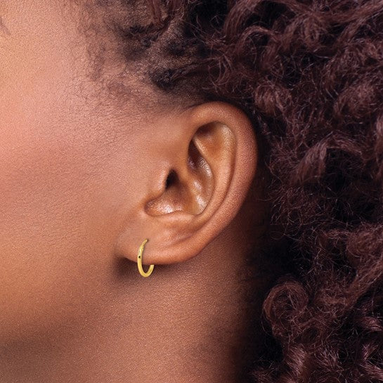 Sterling Silver 1.3mm Gold-plated Endless Hoop Earrings