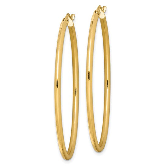 Sterling Silver Gold-Plated 2mm Oval Hoop Earrings (46mm x 37mm)