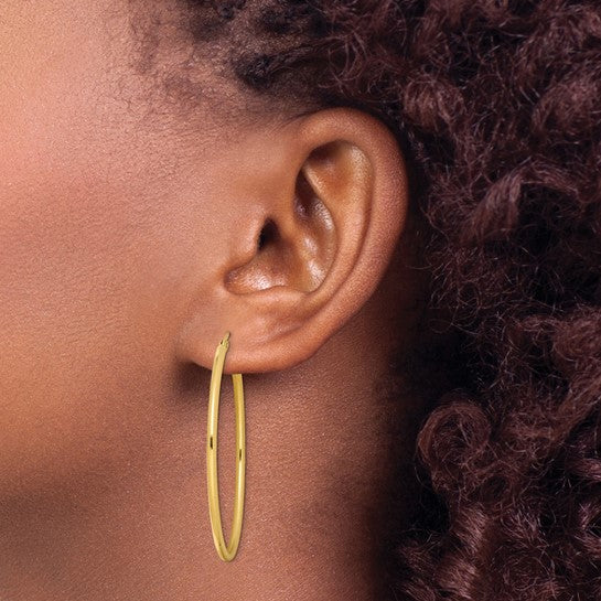 Sterling Silver Gold-Plated 2mm Oval Hoop Earrings (46mm x 37mm)
