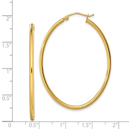 Sterling Silver Gold-Plated 2mm Oval Hoop Earrings (46mm x 37mm)