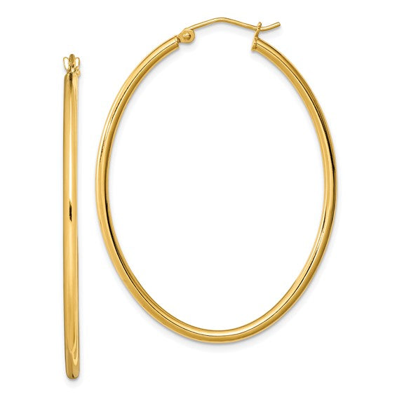Sterling Silver Gold-Plated 2mm Oval Hoop Earrings (46mm x 37mm)