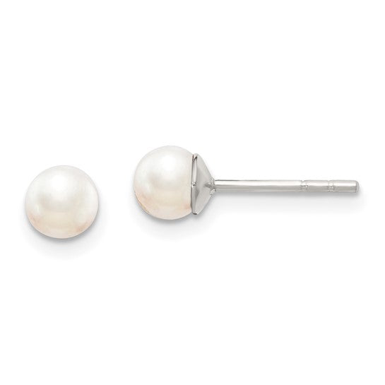 Sterling Silver 3 Pair Stud Earring Set – 5mm Freshwater Pearl, Stellux Crystal & Polished Ball Studs