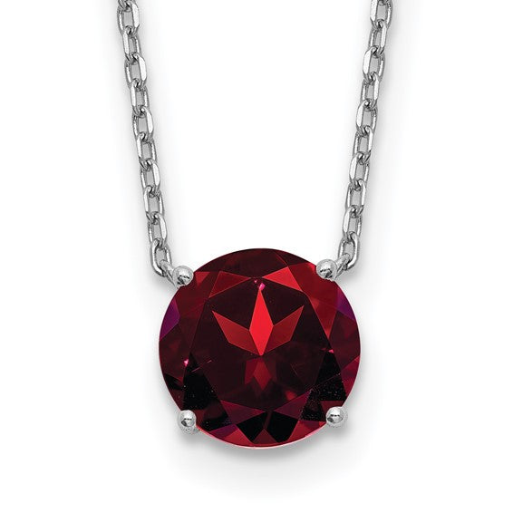 Sterling Silver Rhodium-Plated Swarovski Crystal Birthstone Necklace – 16.5" + 2" Extender