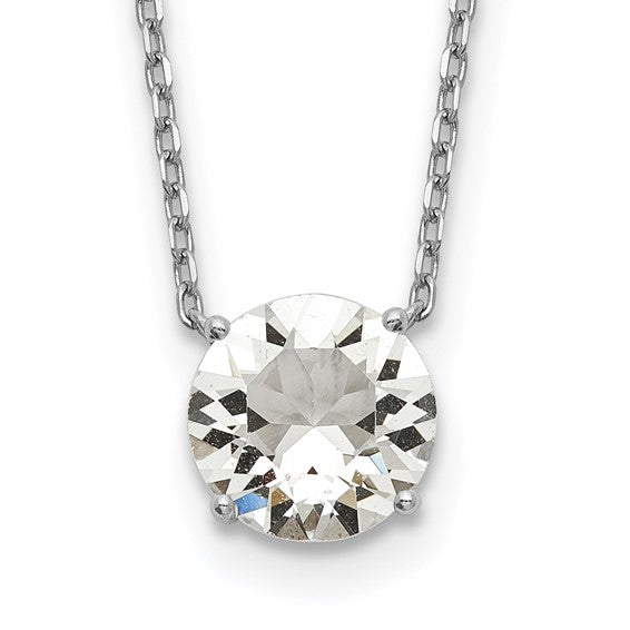 Sterling Silver Rhodium-Plated Swarovski Crystal Birthstone Necklace – 16.5" + 2" Extender
