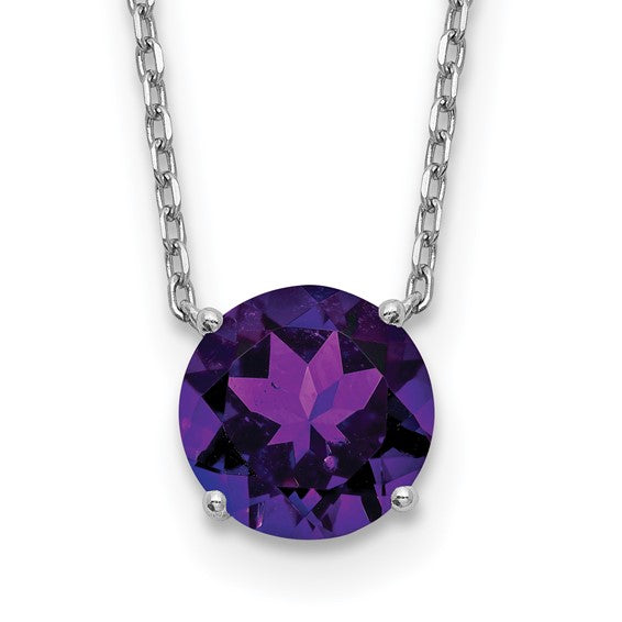 Sterling Silver Rhodium-Plated Swarovski Crystal Birthstone Necklace – 16.5" + 2" Extender