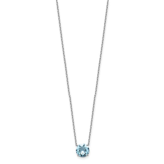 Sterling Silver Rhodium-Plated Swarovski Crystal Birthstone Necklace – 16.5" + 2" Extender