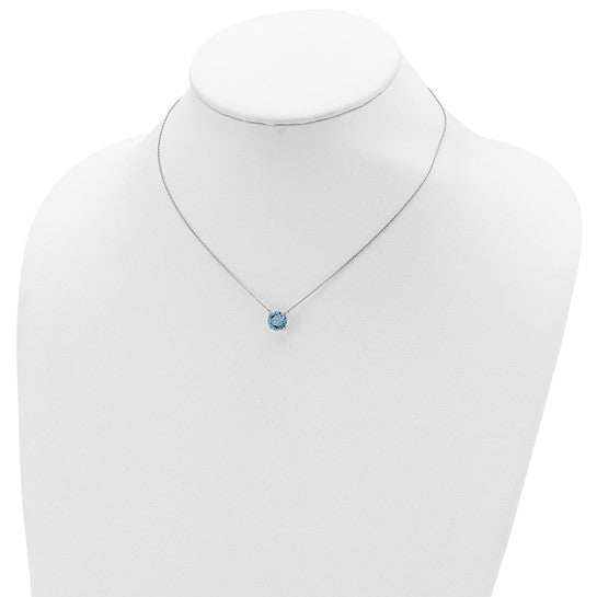 Sterling Silver Rhodium-Plated Swarovski Crystal Birthstone Necklace – 16.5" + 2" Extender
