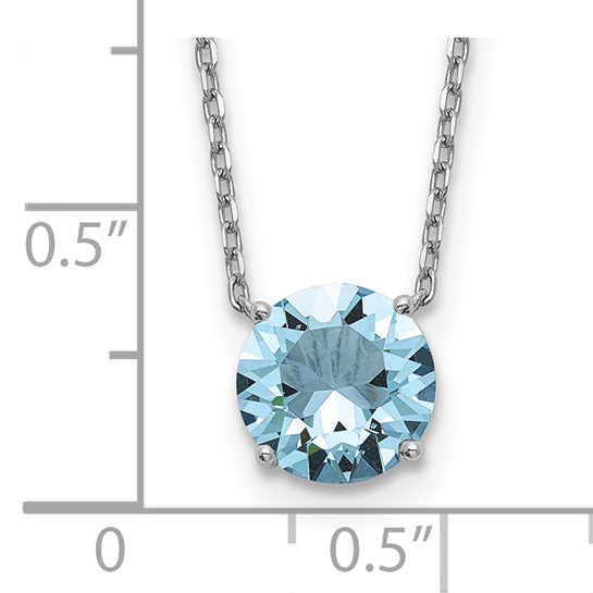 Sterling Silver Rhodium-Plated Swarovski Crystal Birthstone Necklace – 16.5" + 2" Extender