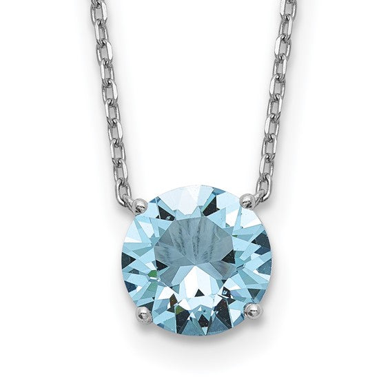 Sterling Silver Rhodium-Plated Swarovski Crystal Birthstone Necklace – 16.5" + 2" Extender