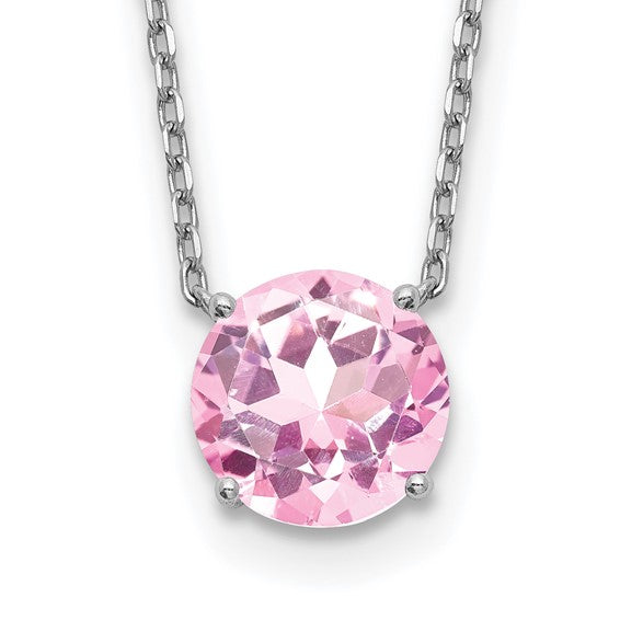 Sterling Silver Rhodium-Plated Swarovski Crystal Birthstone Necklace – 16.5" + 2" Extender