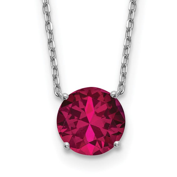 Sterling Silver Rhodium-Plated Swarovski Crystal Birthstone Necklace – 16.5" + 2" Extender