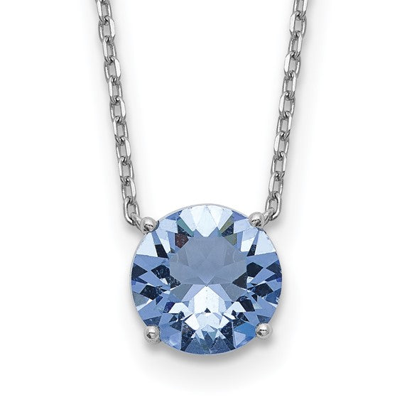Sterling Silver Rhodium-Plated Swarovski Crystal Birthstone Necklace – 16.5" + 2" Extender