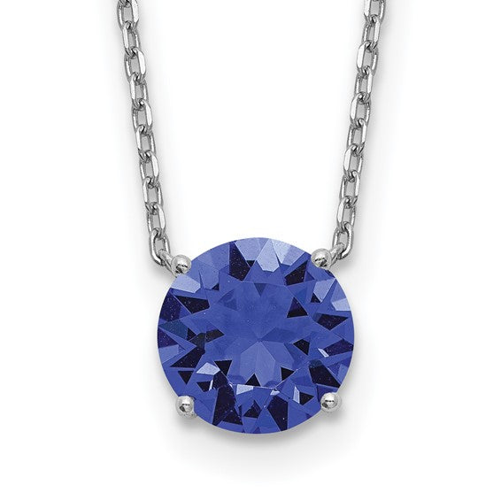 Sterling Silver Rhodium-Plated Swarovski Crystal Birthstone Necklace – 16.5" + 2" Extender
