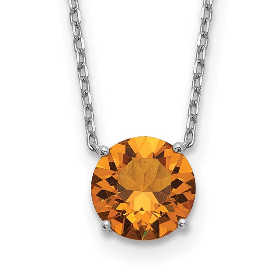Sterling Silver Rhodium-Plated Swarovski Crystal Birthstone Necklace – 16.5" + 2" Extender