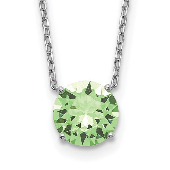 Sterling Silver Rhodium-Plated Swarovski Crystal Birthstone Necklace – 16.5" + 2" Extender