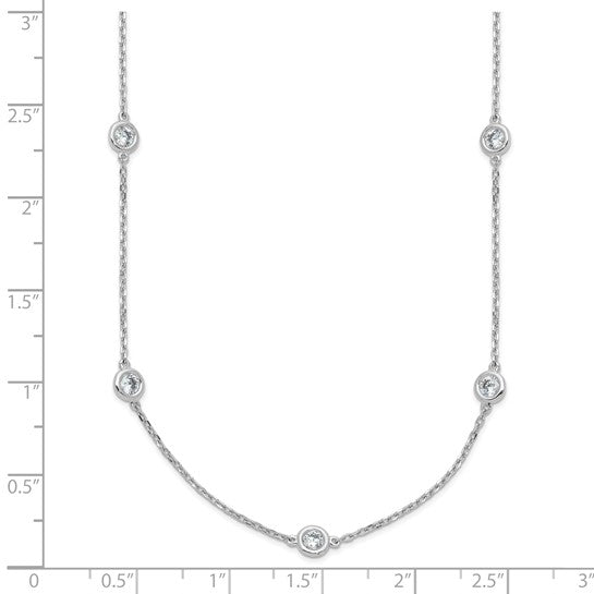 Sterling Silver Rhodium-Plated CZ Station Necklace – 12 Stone 3mm Cubic Zirconia Necklace | 16 Inch with 2 Inch Extension - Stackable