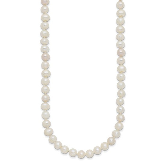 Sterling Silver Rhodium-Plated 6–7mm White Near-Round Freshwater Cultured Pearl Necklace – 18"
