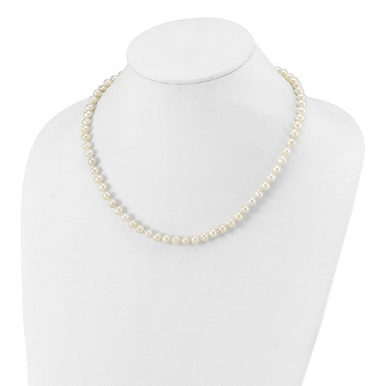Sterling Silver Rhodium-Plated 6–7mm White Near-Round Freshwater Cultured Pearl Necklace – 18"