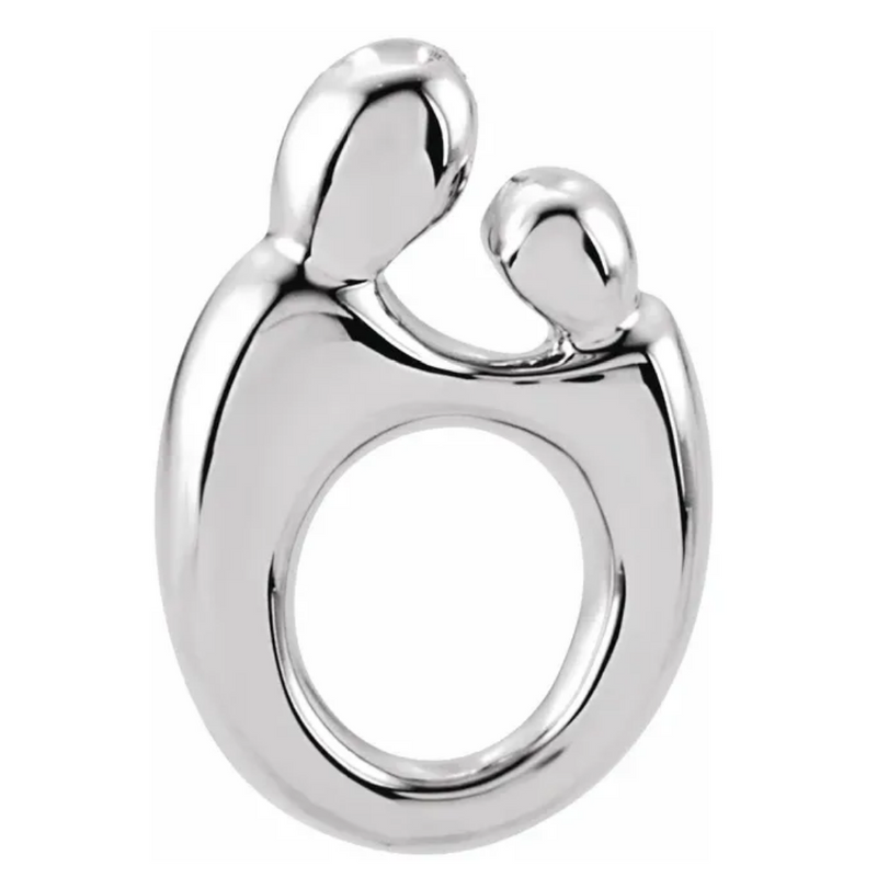 Sterling Silver Mother & Child Slide Pendant – Small Mom Necklace Charm, 20.5mm x 13.5mm