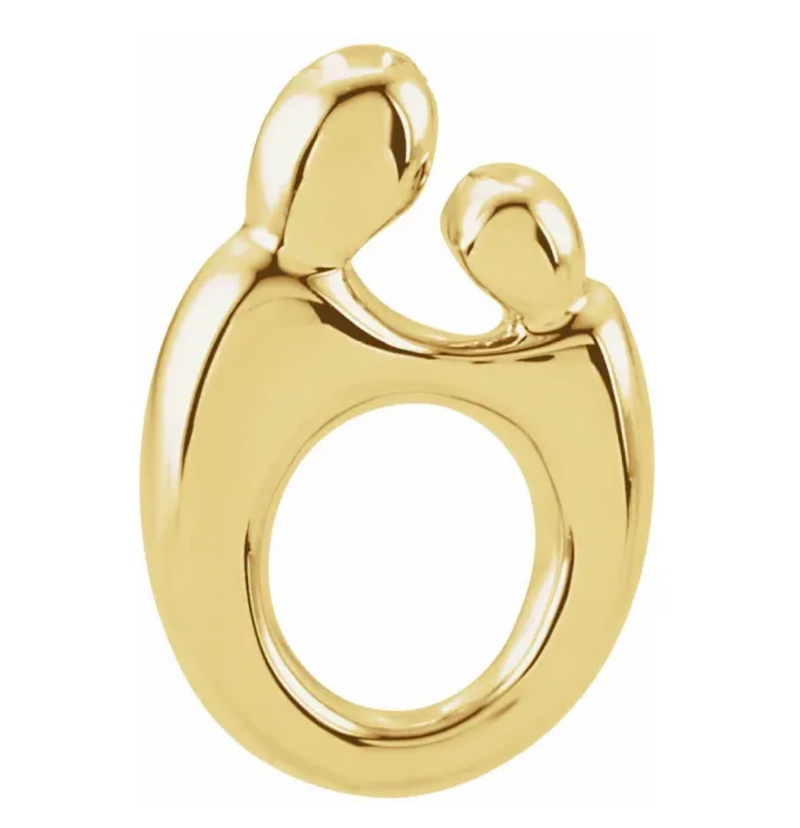 18K Gold Plated Sterling Silver Mother & Child Slide Pendant with 18 Inch Necklace – Mom Necklace Charm,20.5mm x 13.5mm