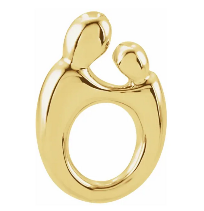 18K Gold Plated Sterling Silver Mother & Child Slide Pendant with 18 Inch Necklace – Mom Necklace Charm,20.5mm x 13.5mm