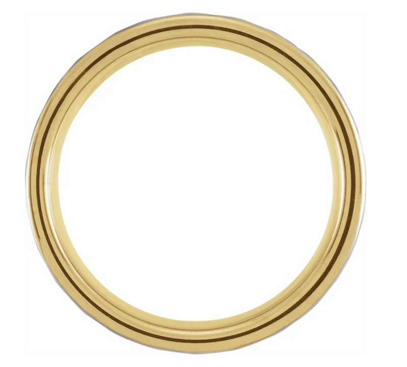 Men's 18K Yellow Gold PVD Tungsten Ring – 8mm Grooved Comfort-Fit Flat Band