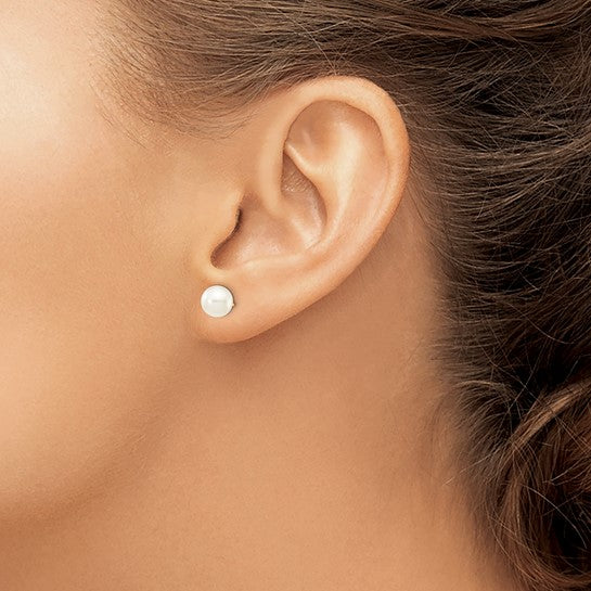 14K Yellow Gold AAA Cultured Freshwater Pearl Stud Earrings (5mm-6mm)
