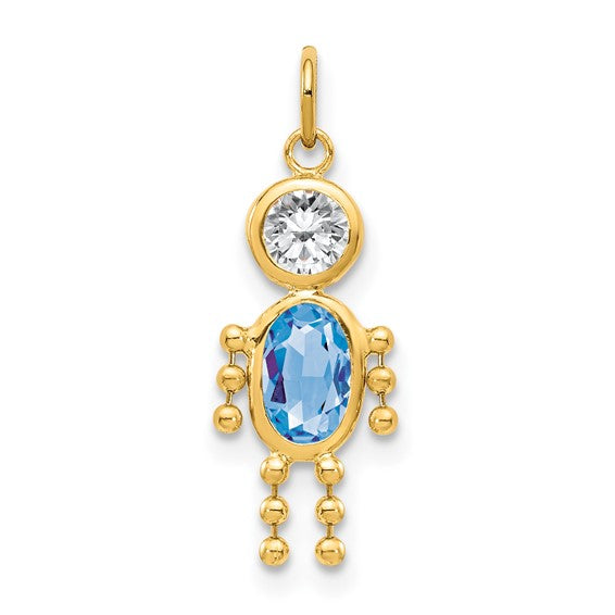 Birthstone Charms for Boys – 14K Gold, Choose Your Month