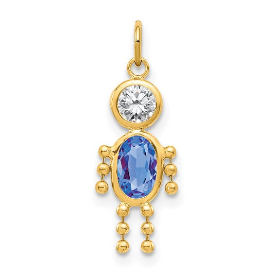 Birthstone Charms for Boys – 14K Gold, Choose Your Month